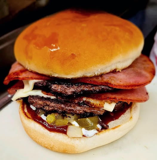 A tasty-looking burger made at Big Al's